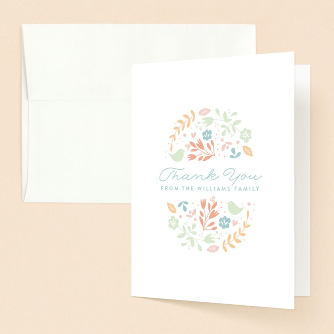 "Floral Framed" - Baptism and Christening Thank You Cards in Bluebell by Phrosné Barwood - Front