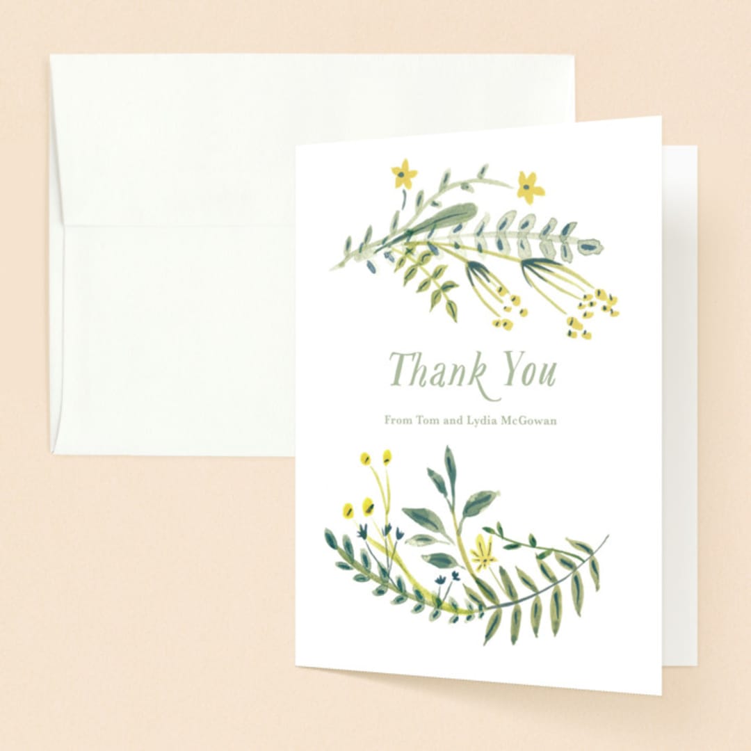 "Cheerful Blessing" - Baptism and Christening Thank You Cards in Lime by Morgan Ramberg - Front