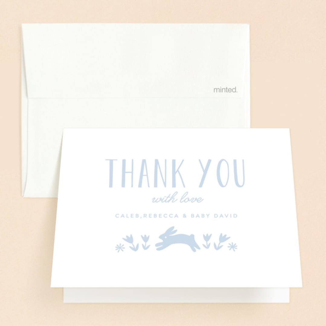 "Woodland Meadow" - Baptism and Christening Thank You Cards in Periwinkle by Angela Thompson - Front
