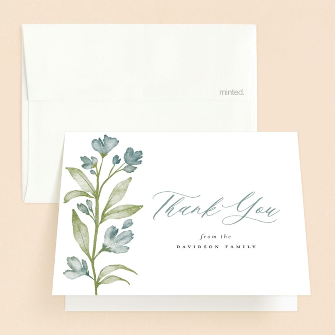"Bloom" - Baptism and Christening Thank You Cards in Bluebird by Heather Cairl - Front