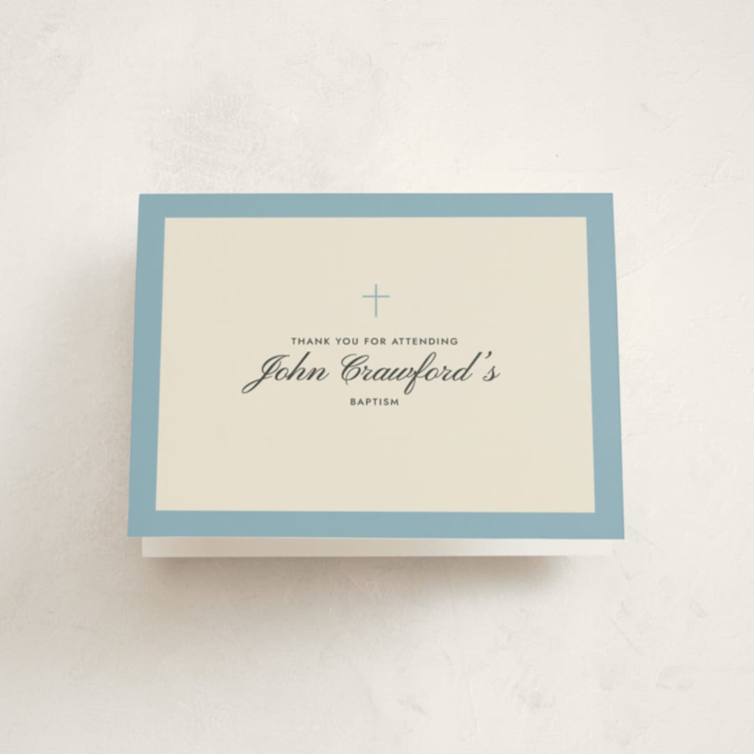 "Chapel" - Baptism and Christening Thank You Cards in French Blue by Megan Davis - Front