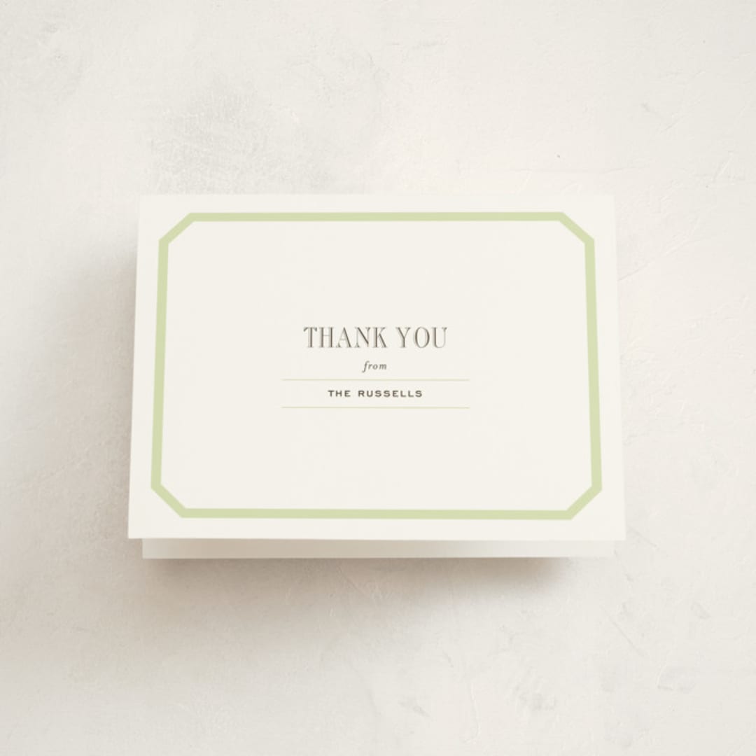 "Gramercy" - Baptism and Christening Thank You Cards in Pear by Megan Davis - Front