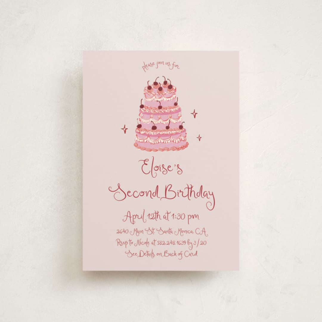"vintage birthday cake" - Children's Birthday Party Invitations in Blush by Cass Loh - Front
