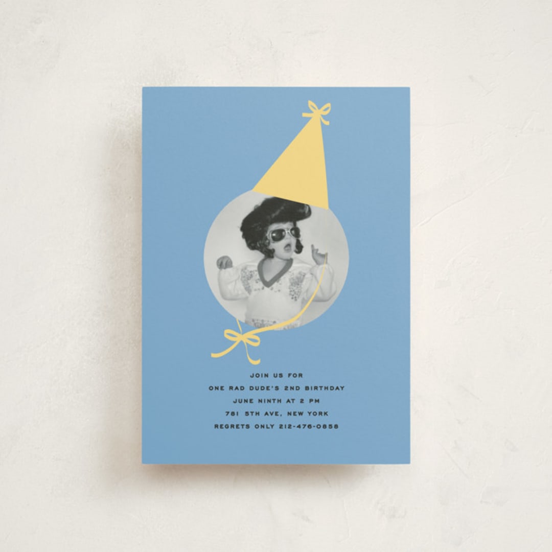"birthday hat" - Children's Birthday Party Invitations in Lemon by Jennifer Lew - Front