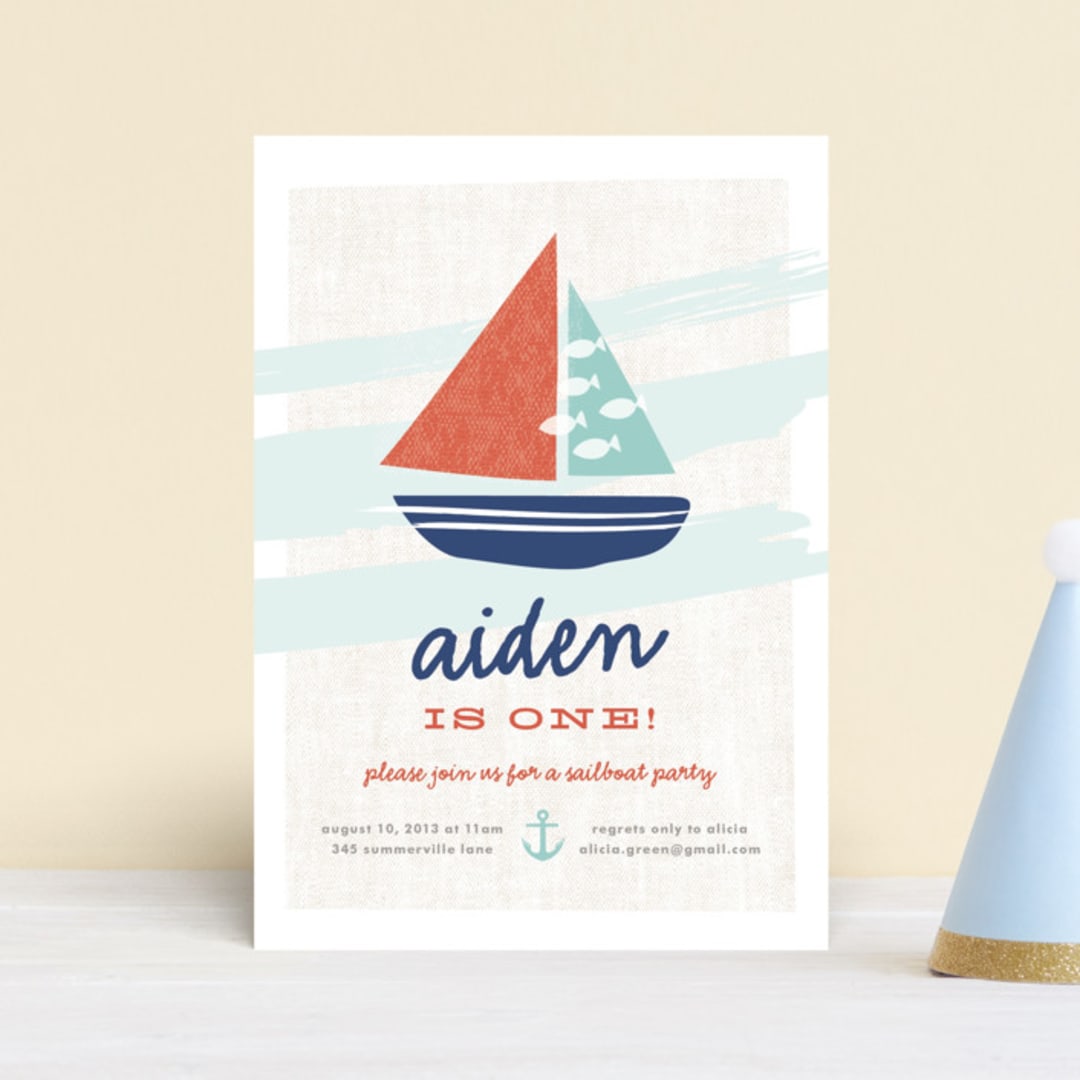 "Regatta Race" - Children's Birthday Party Invitations in Teal by Carolyn MacLaren - Front