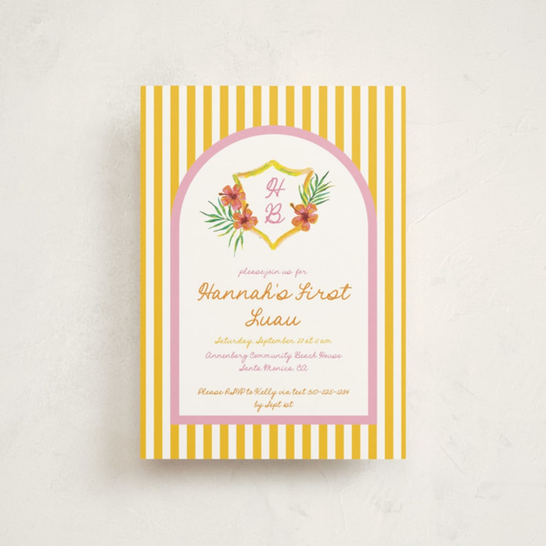 "Beach Club" - Children's Birthday Party Invitations in Lemon by Claudia Orengo - Front