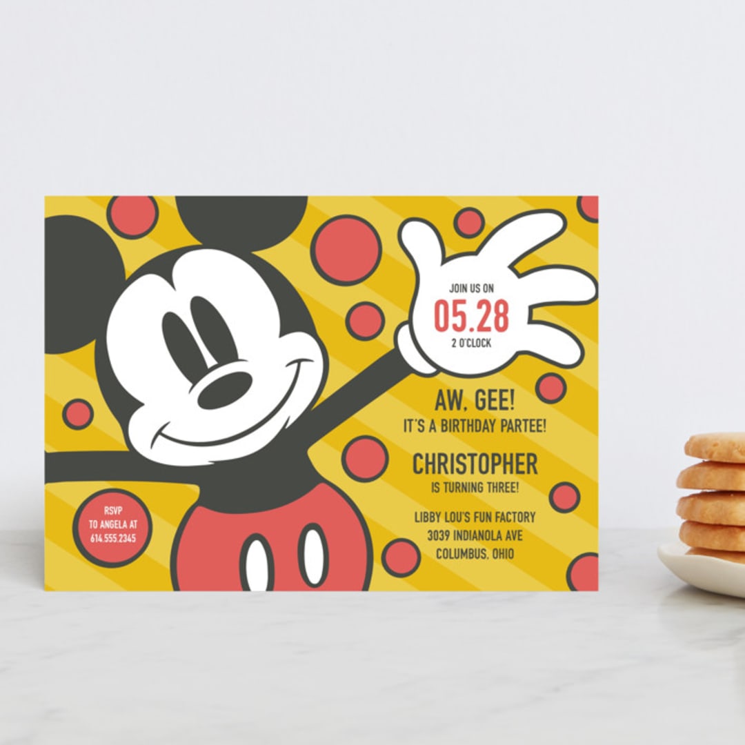 "Disney Mickey Mouse Aw, Gee!" - Children's Birthday Party Invitations in Sunshine by Heather Schertzer - Front