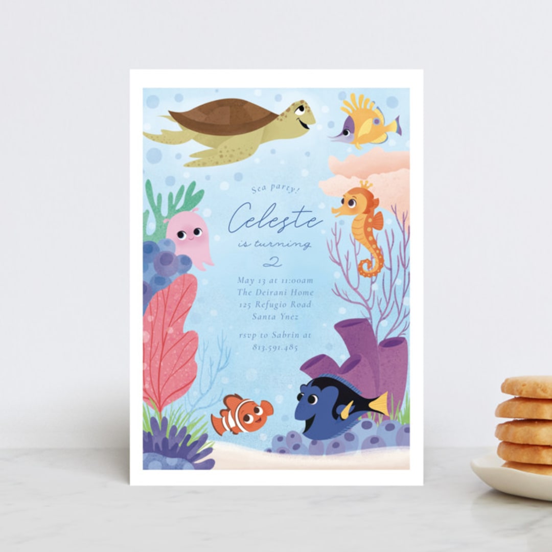 "Disney and Pixar's Finding Nemo Friends" - Children's Birthday Party Invitations in Sea by Sabrin Deirani - Front