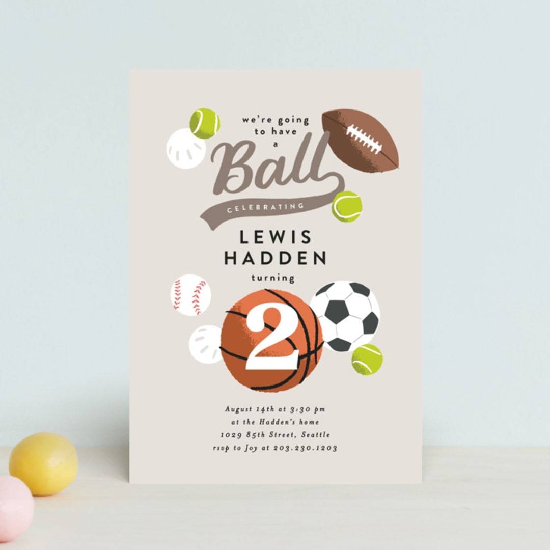 "Have a Ball" - Children's Birthday Party Invitations in Fudge by Alethea and Ruth - Front