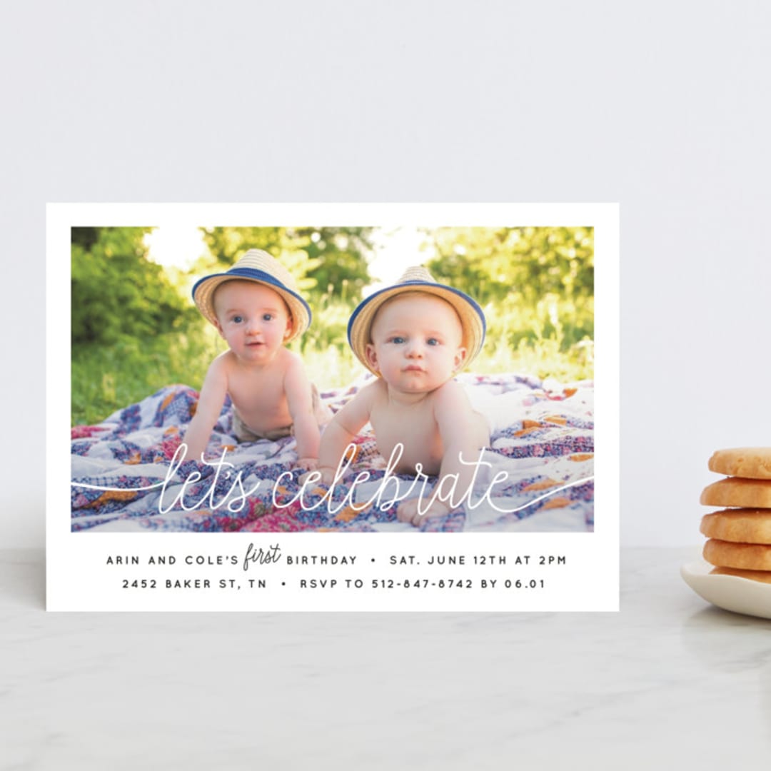 "Let's Celebrate a Birthday" - Children's Birthday Party Invitations in Sugar by Christine Taylor - Front