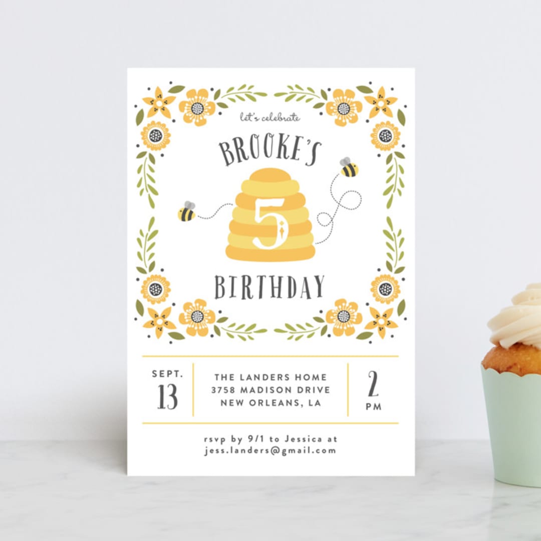 "Bee Day Party" - Children's Birthday Party Invitations in Sunflower by Chasity Smith - Front