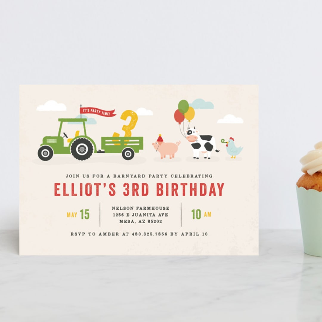 "Party Parade" - Children's Birthday Party Invitations in Cream by Michelle Taylor - Front