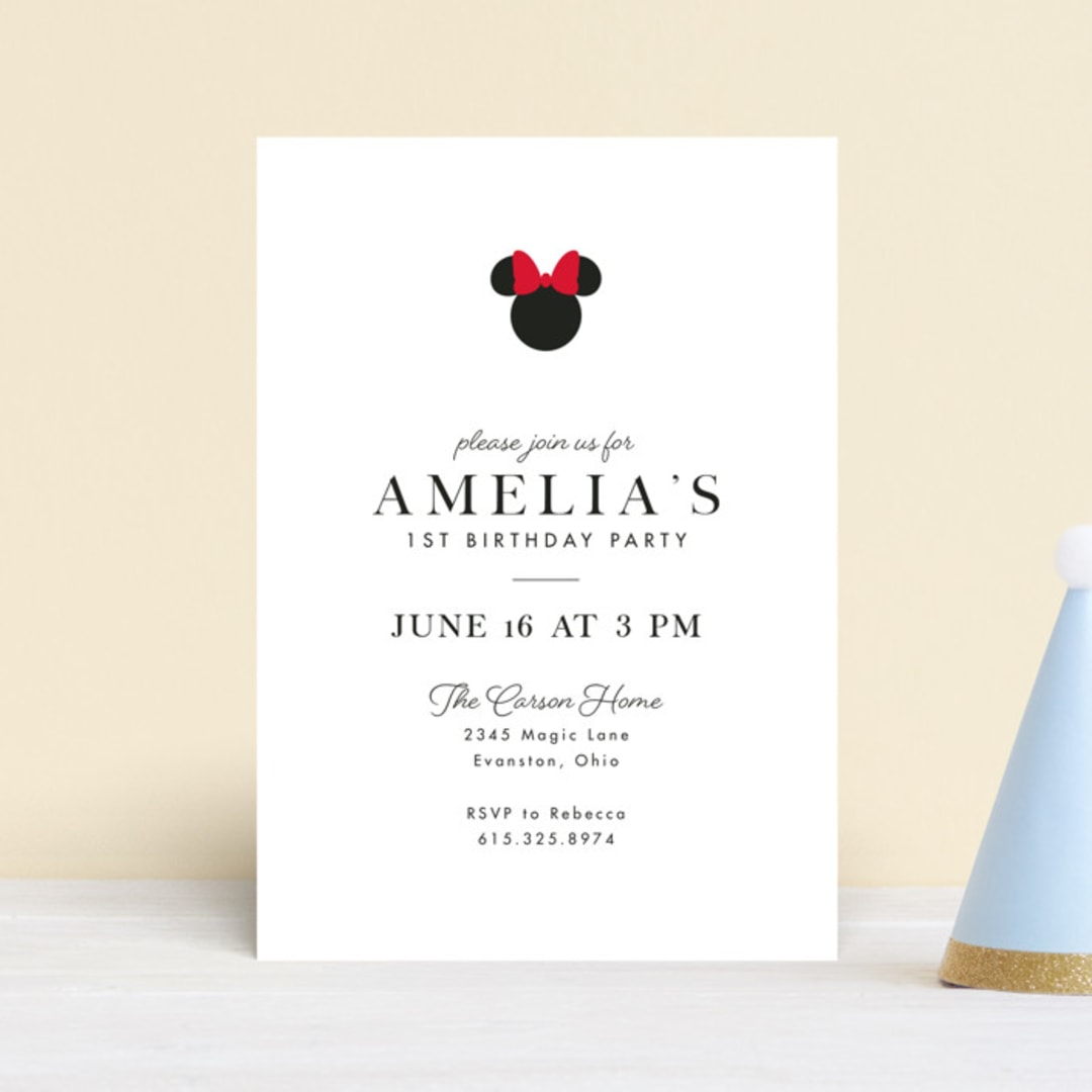 "Disney Simply Minnie Birthday" - Children's Birthday Party Invitations in Strawberry by Julee London - Front