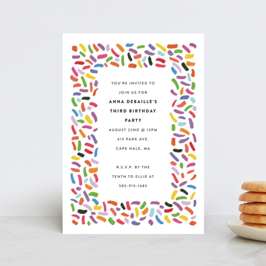 "Confetti Sprinkle" - Children's Birthday Party Invitations in Gumdrops by Up Up Creative - Front