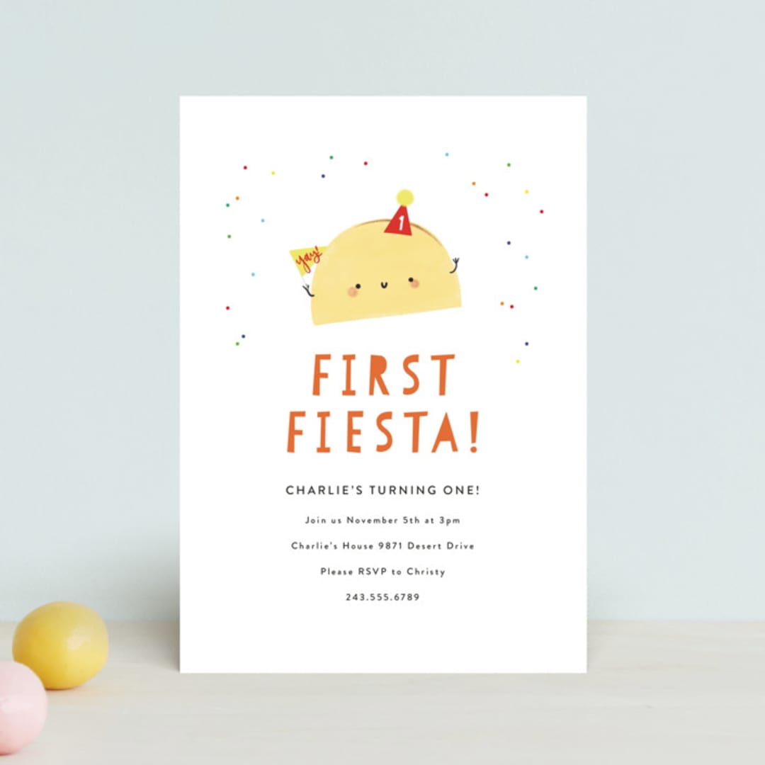 "1st Fiesta" - Children's Birthday Party Invitations in Spicy by Itsy Belle Studio - Front