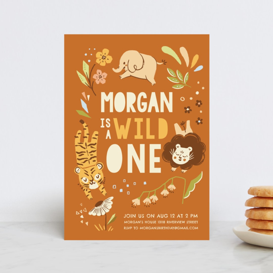 "Go Wild" - Children's Birthday Party Invitations in Amber by Vivian Yiwing - Front