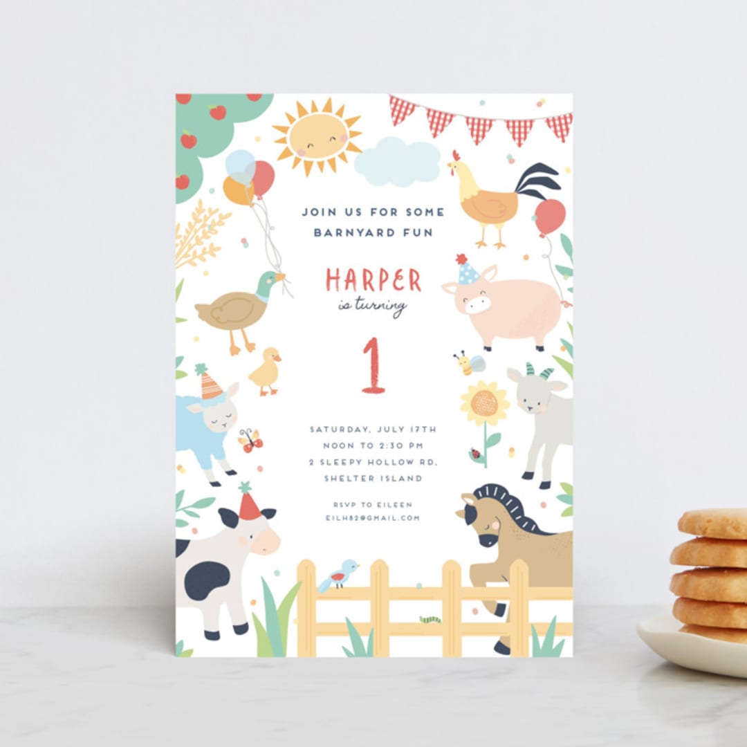 "barnyard fun" - Children's Birthday Party Invitations in Barn by peetie design - Front