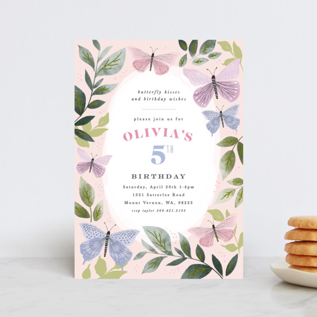 "butterfly kisses" - Children's Birthday Party Invitations in Petal by Karidy Walker - Front