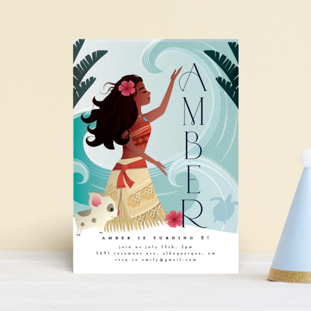 "Disney's Moana of Motunui" - Children's Birthday Party Invitations in Ocean by Ana de Sousa - Front