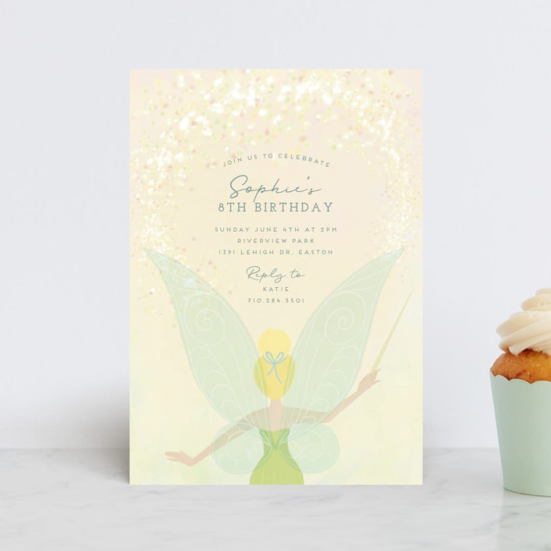 "Disney's Tinkerbell Fairy Dust" - Children's Birthday Party Invitations in Pixie by Heather Cairl - Front