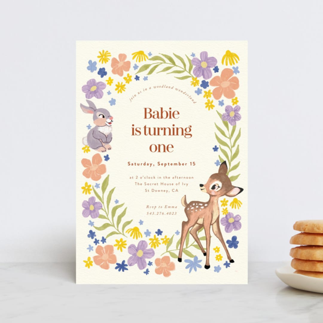 "Disney's Magical Bambi" - Children's Birthday Party Invitations in Cream by Cass Loh - Front