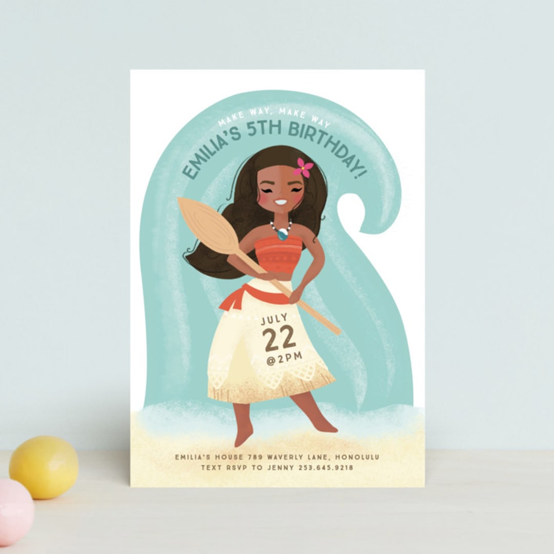 "Disney's Moana Make Way, Make Way" - Children's Birthday Party Invitations in Shell by Itsy Belle Studio - Front