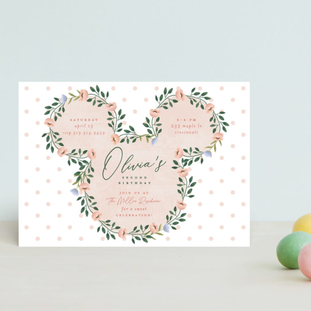 "Disney's Minnie wildflower" - Children's Birthday Party Invitations in Clementine by Susan Zinader - Front