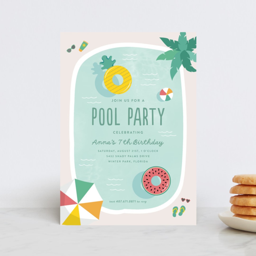 "Splish Splash" - Children's Birthday Party Invitations in Pineapple by Annie Holmquist - Front