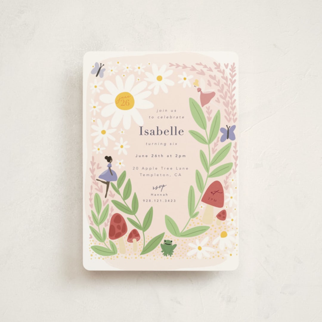 "Fairies" - Children's Birthday Party Invitations in Rose by Hudson meet Rose - Front