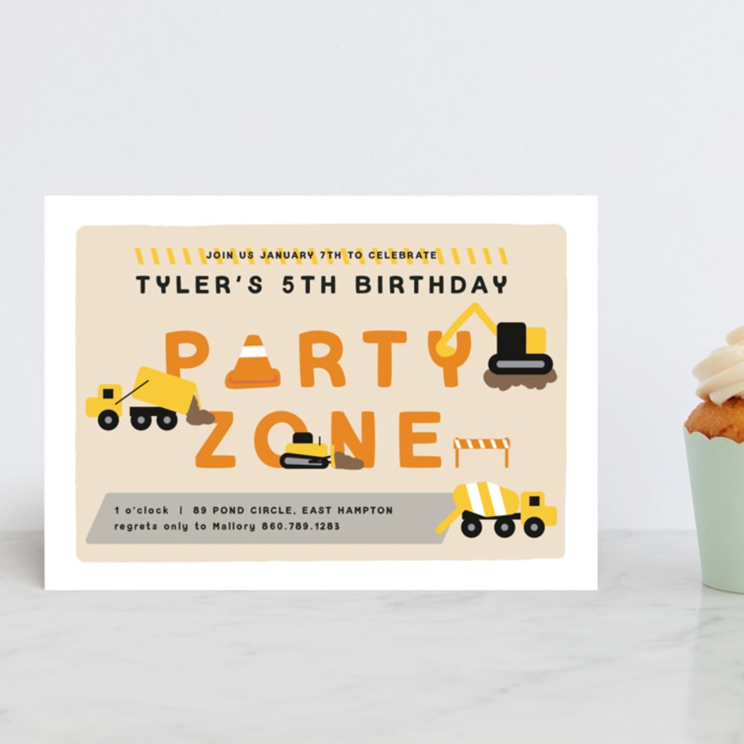 "party zone" - Children's Birthday Party Invitations in Lemon Drop by Nicole Senecal - Front