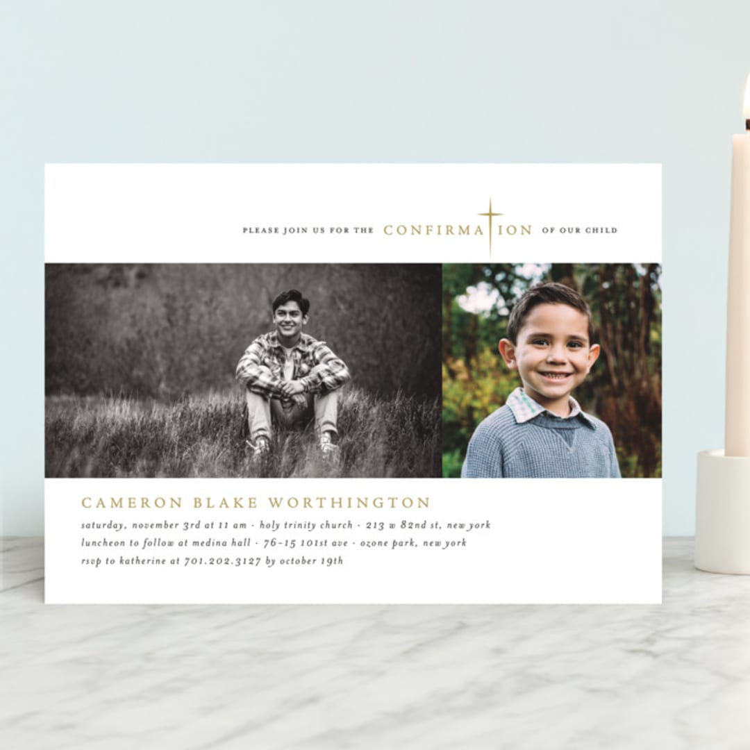 "Simple Faith" - Confirmation Invitations in Mustard by fatfatin - Front