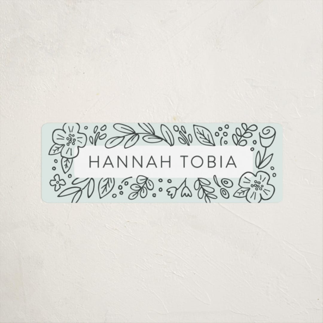 "Doodle Frame" - Custom Name Labels in Mint by Hooray Creative - Front