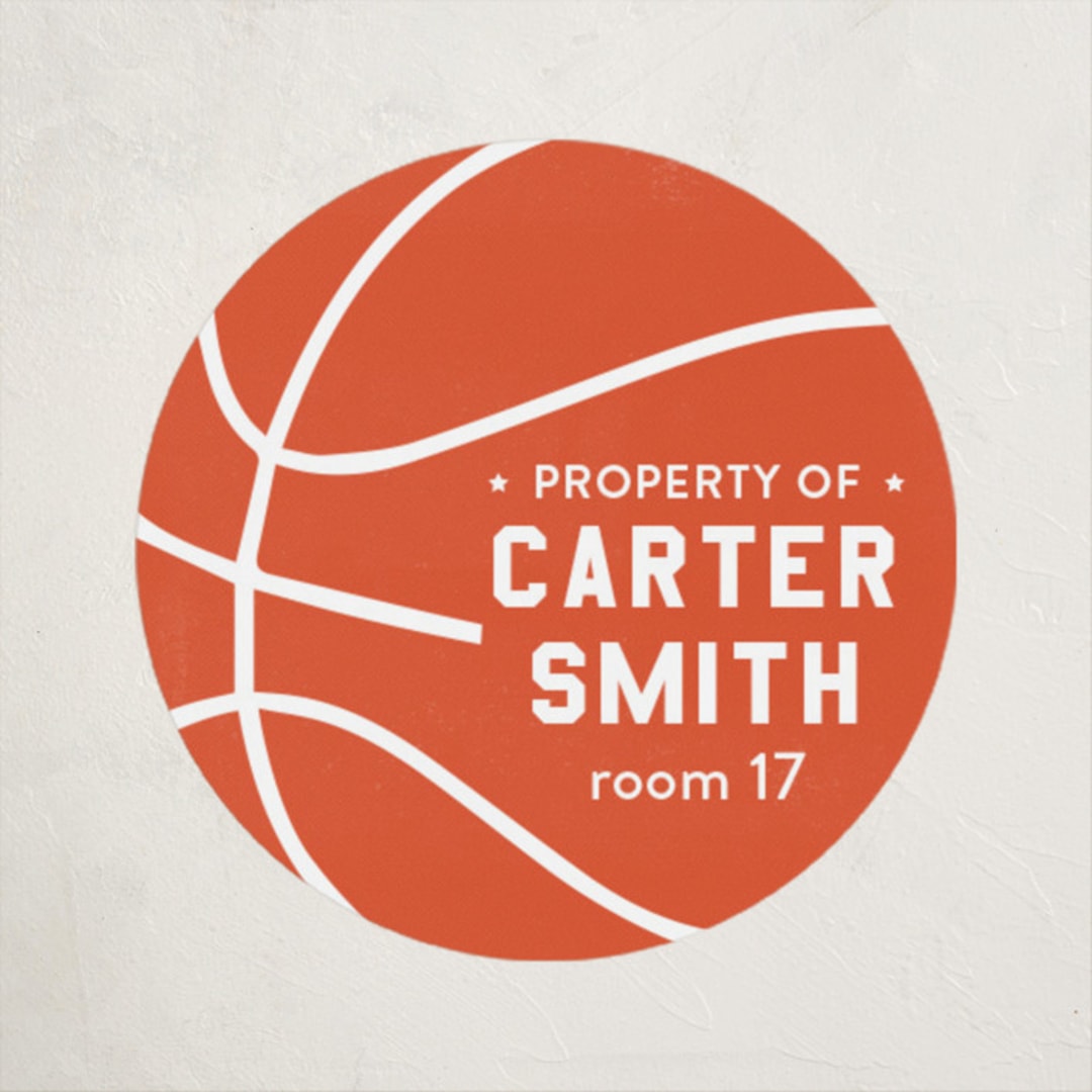 "Slam Dunk" - Custom Name Labels in Carrot by Kelsey Cashman - Front