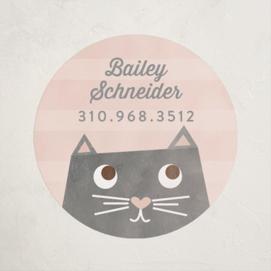 "the cat's meow" - Custom Name Labels in Blush by Shirley Lin Schneider - Front