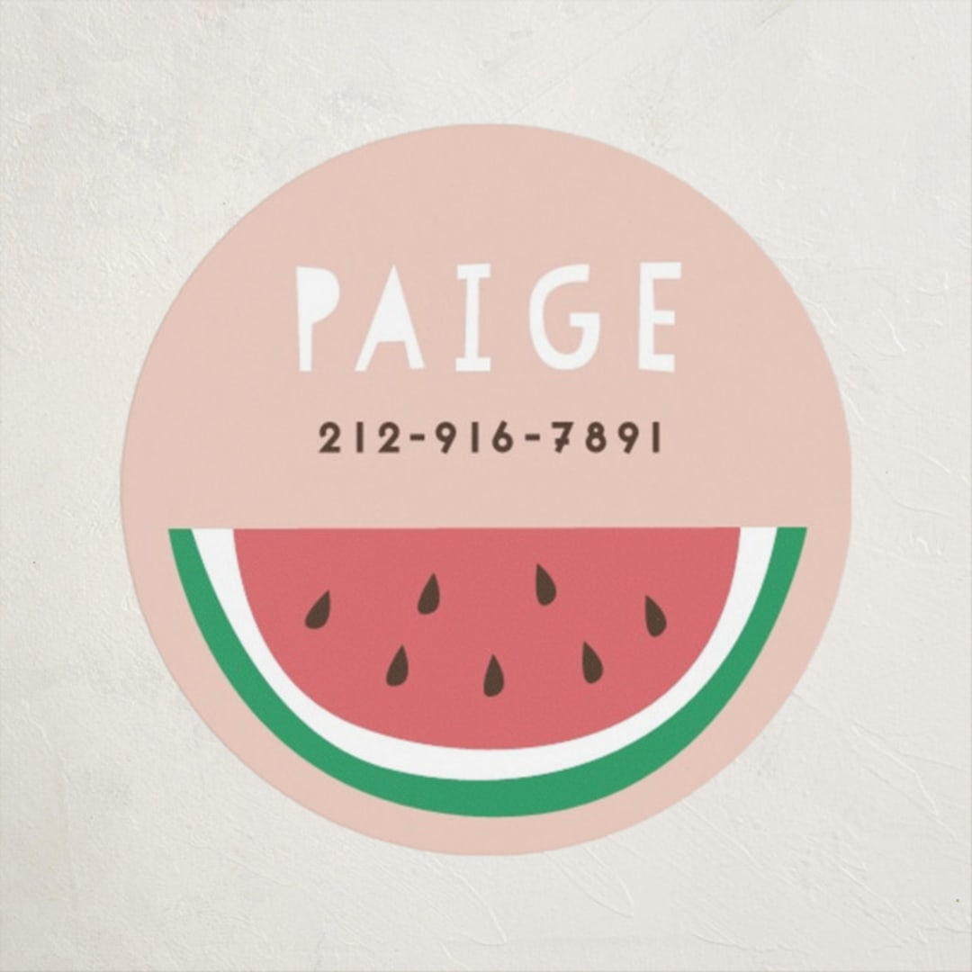 "Watermelon" - Custom Name Labels in Cherry Blossom by peetie design - Front