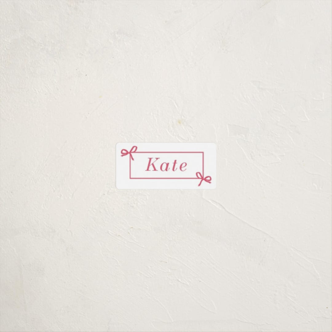 "Bow" - Custom Name Labels in Peony by Baumbirdy - Front