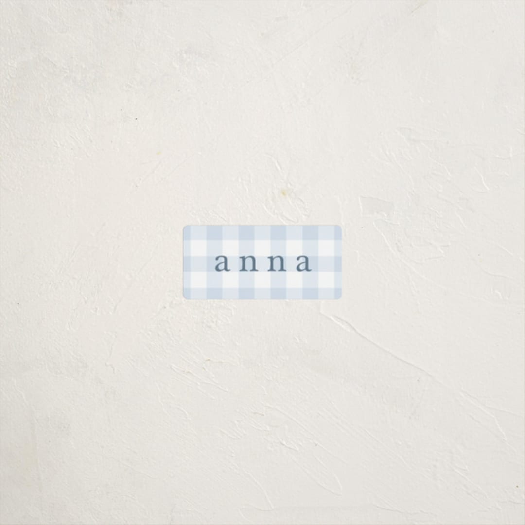 "Gingham" - Custom Name Labels in Bluebell by Stacey Meacham - Front