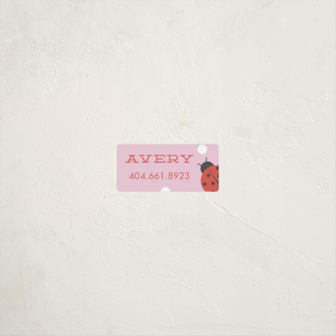 "Ladybug Name" - Custom Name Labels in Bubblegum by Stacey Meacham - Front