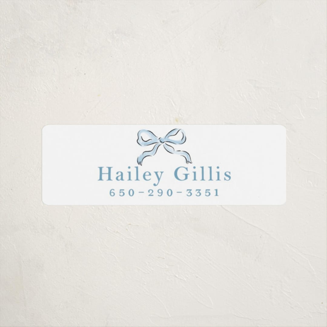 "Bow" - Custom Name Labels in Bluebell by Helena Vitto - Front