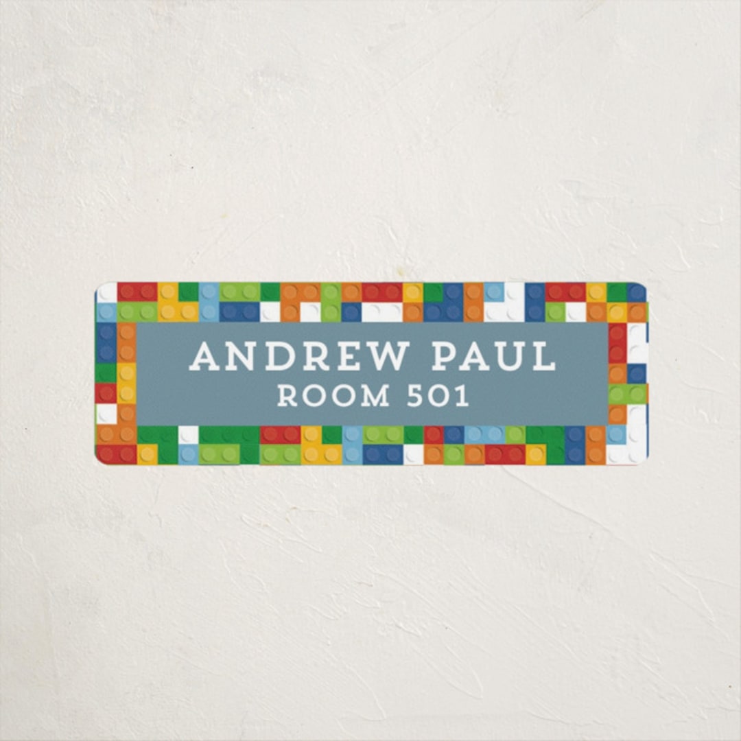 "Building Blocks" - Custom Name Labels in Brights by Michelle Taylor - Front