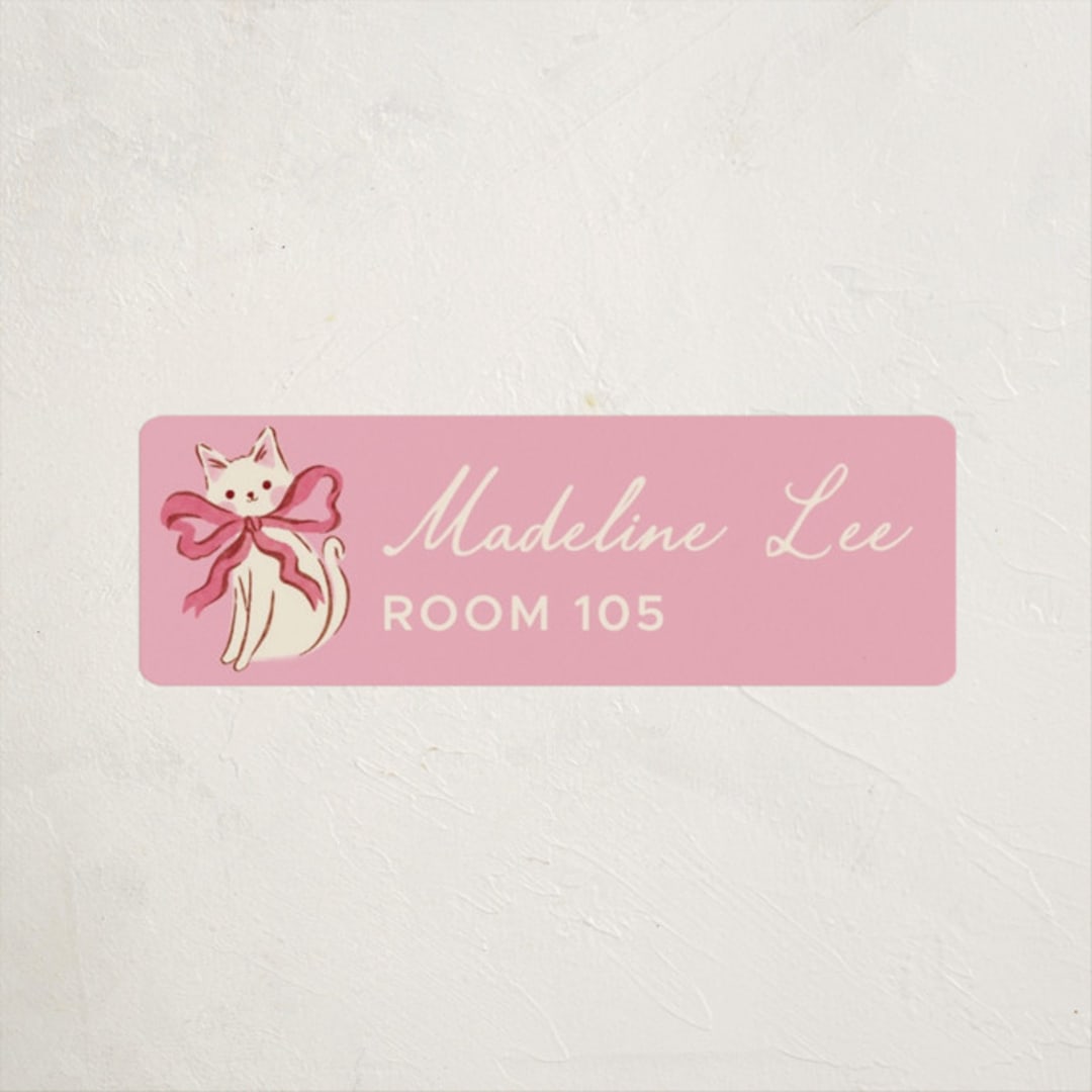 "Happy Purr-day" - Custom Name Labels in Petal by Vivian Yiwing - Front