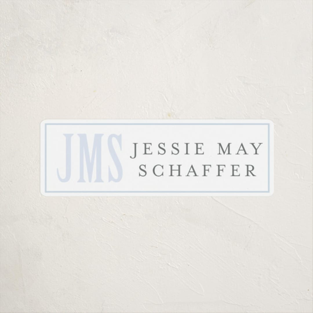 "Classic monogram" - Custom Name Labels in Sky by Erin Hodges - Front