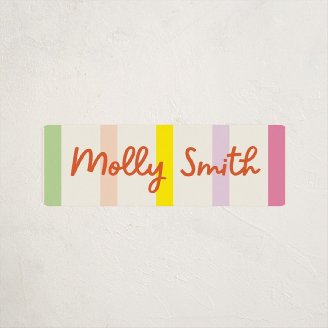 "Bright Stripes" - Custom Name Labels in Candy by Baumbirdy - Front