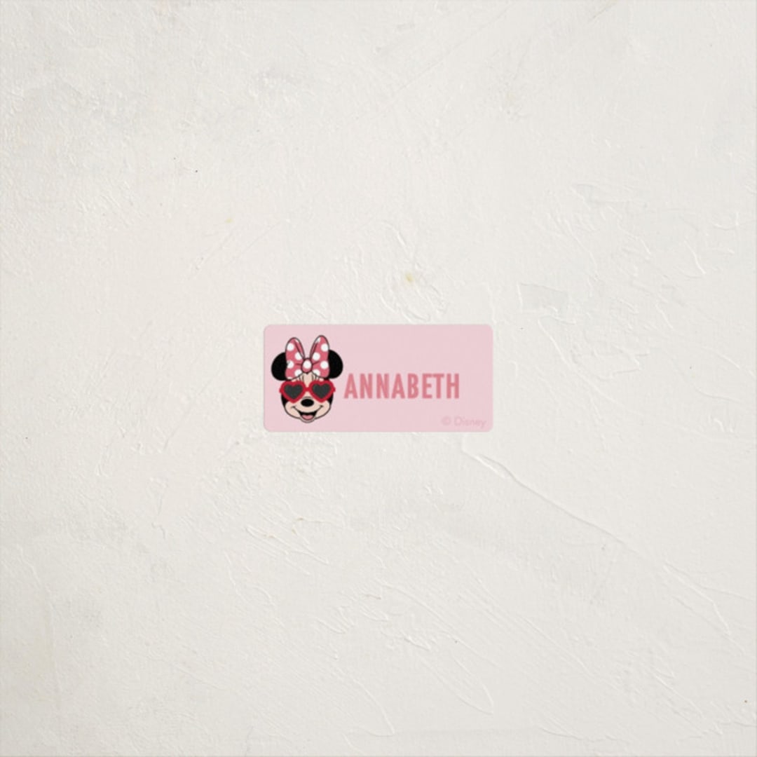 "Shine Bright Disney Minnie Mouse" - Custom Name Labels in Bubblegum by Kacey Kendrick Wagner - Front