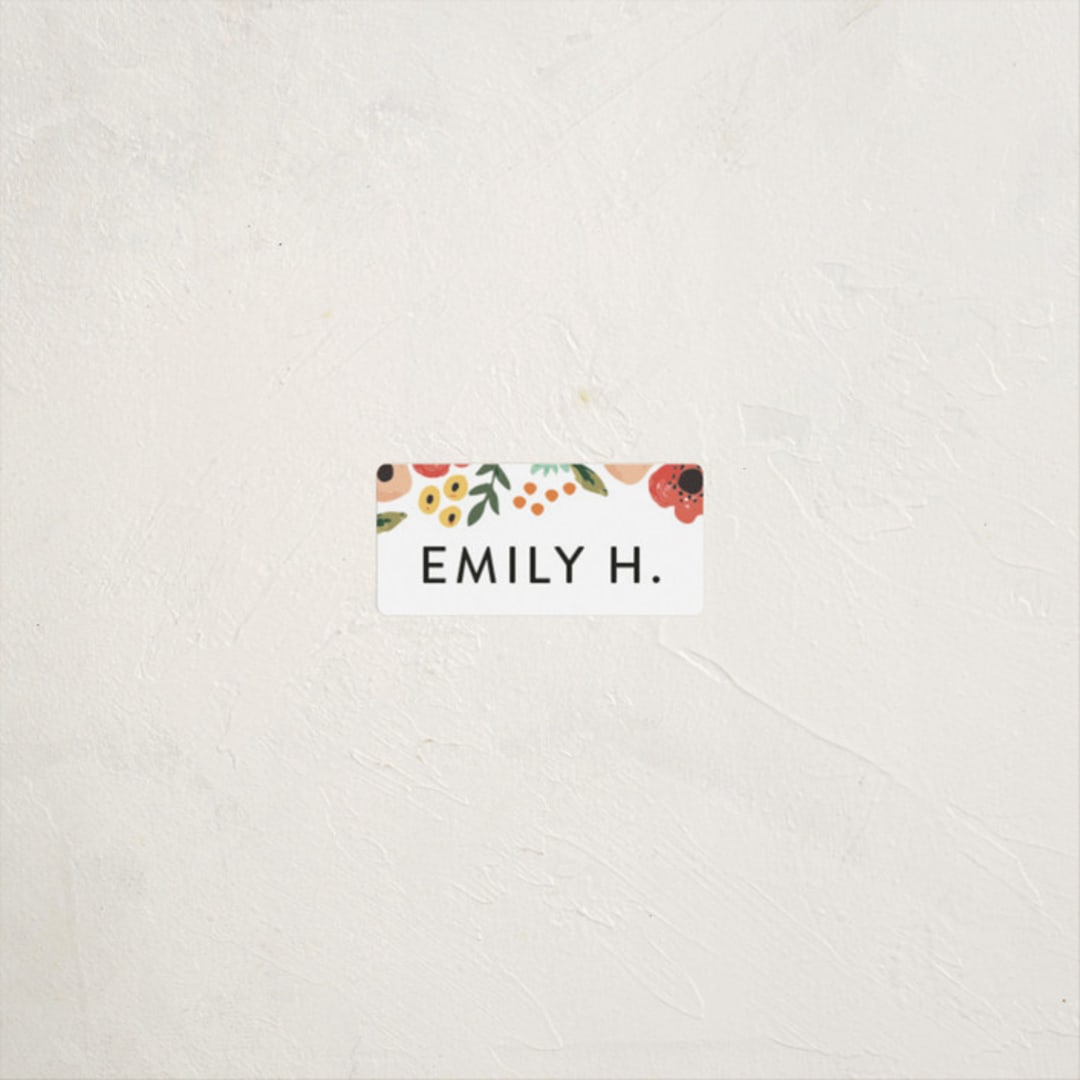 "Watercolor Flowers" - Custom Name Labels in Ruby by Haley McCoy - Front