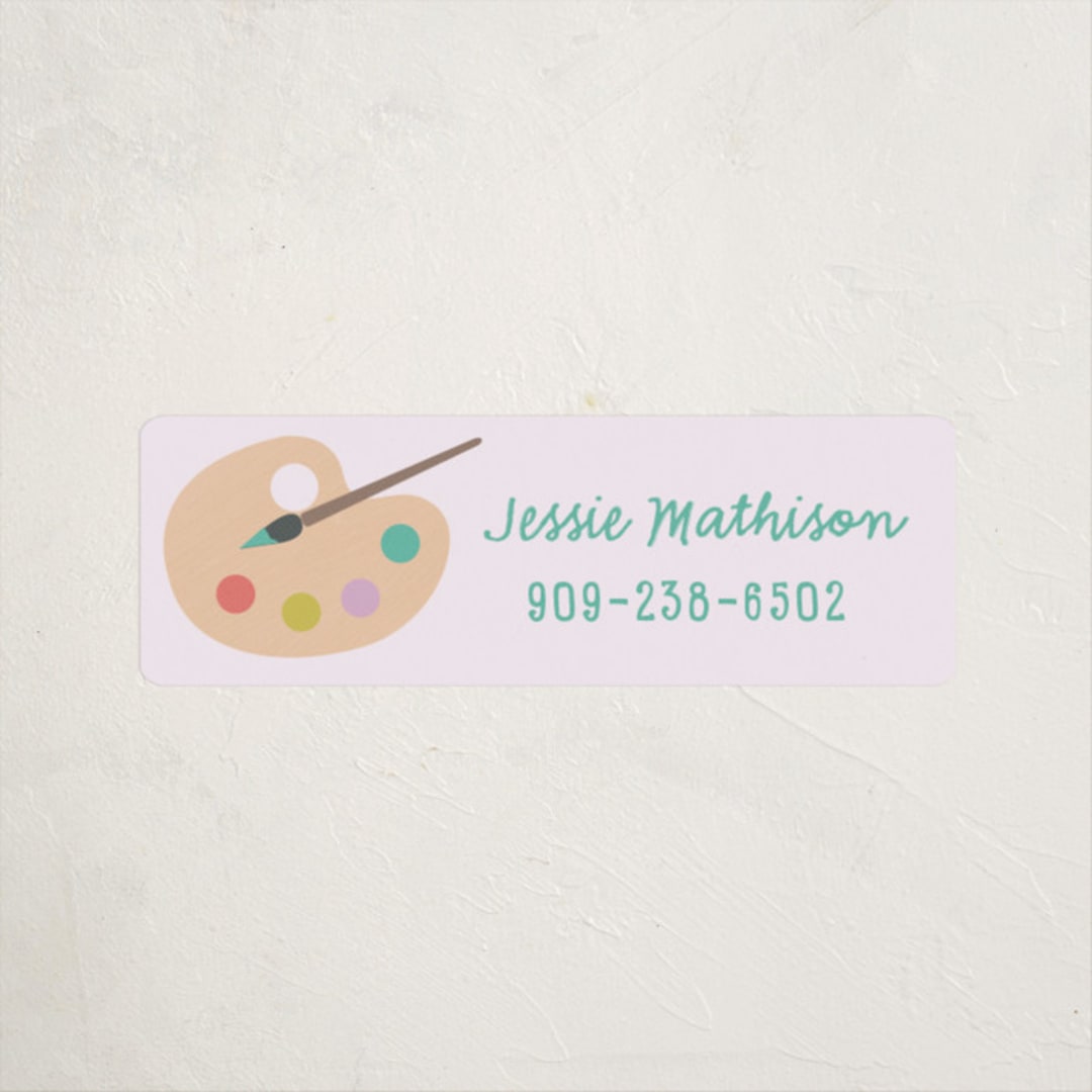 "Artsy" - Custom Name Labels in Lilac by Annie Holmquist - Front
