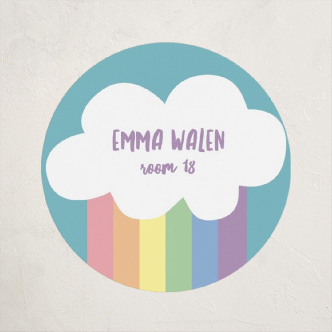 "Making Rainbows" - Custom Name Labels in Clear Skies by Dawn Jasper - Front