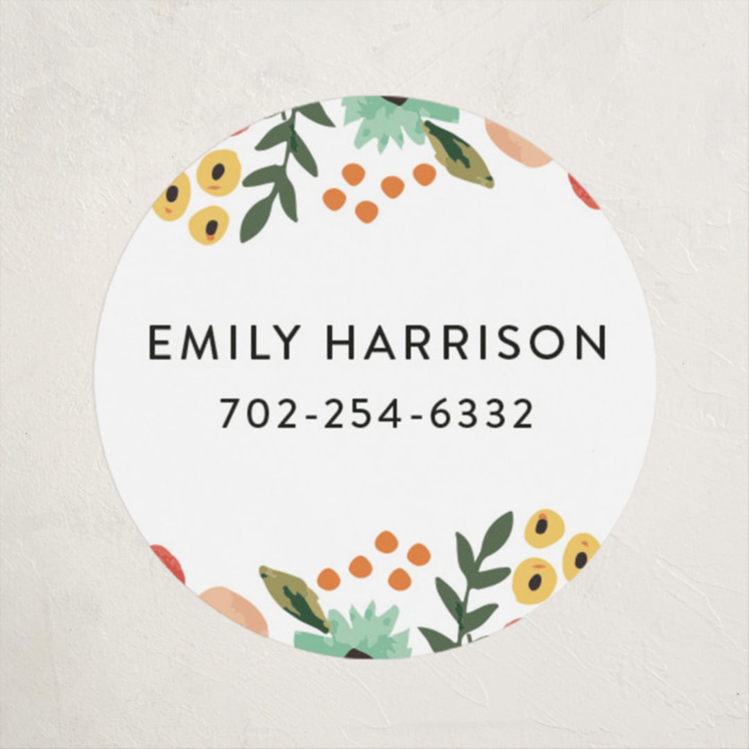 "Watercolor Flowers" - Custom Name Labels in Ruby by Haley McCoy - Front