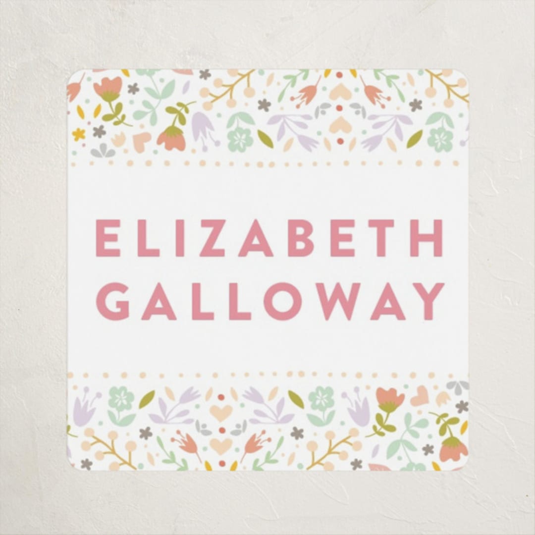 "Pretty Floral Frame" - Custom Name Labels in Cherry Blossom by Phrosné Barwood - Front