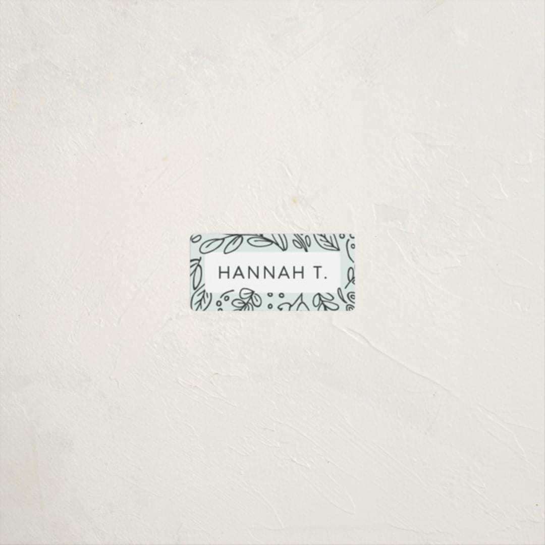 "Doodle Frame" - Custom Name Labels in Mint by Hooray Creative - Front